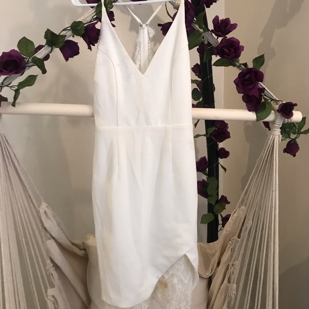 White dress with lace back